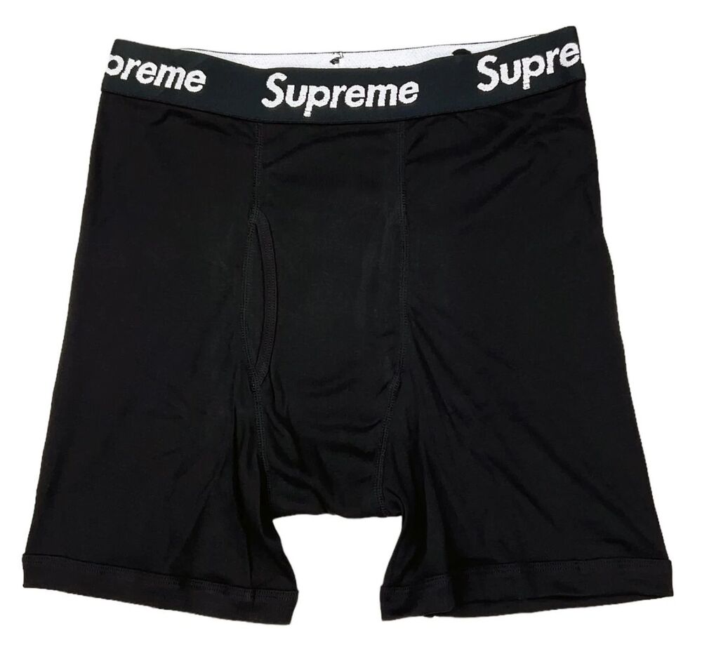 New SUPREME Hanes black boxer briefs 1 Individual Size Medium 32-34” 100% Cotton
